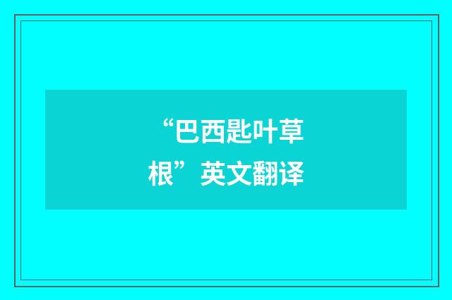 “巴西匙叶草根”英文翻译