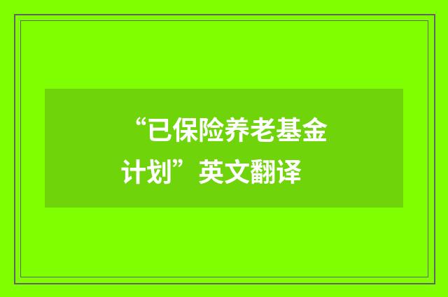 “已保险养老基金计划”英文翻译