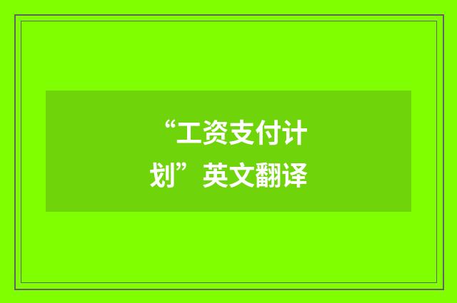 “工资支付计划”英文翻译