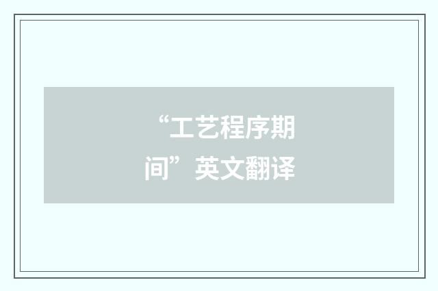 “工艺程序期间”英文翻译