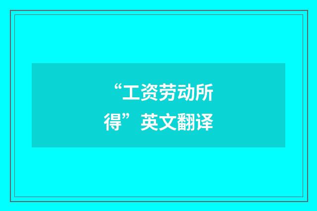 “工资劳动所得”英文翻译