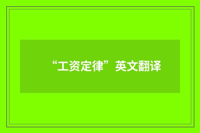 “工资定律”英文翻译