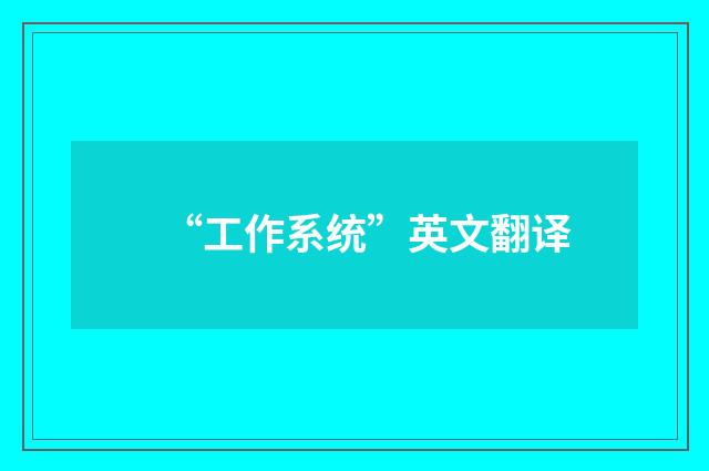 “工作系统”英文翻译