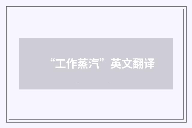 “工作蒸汽”英文翻译