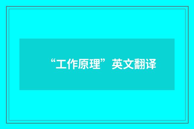 “工作原理”英文翻译