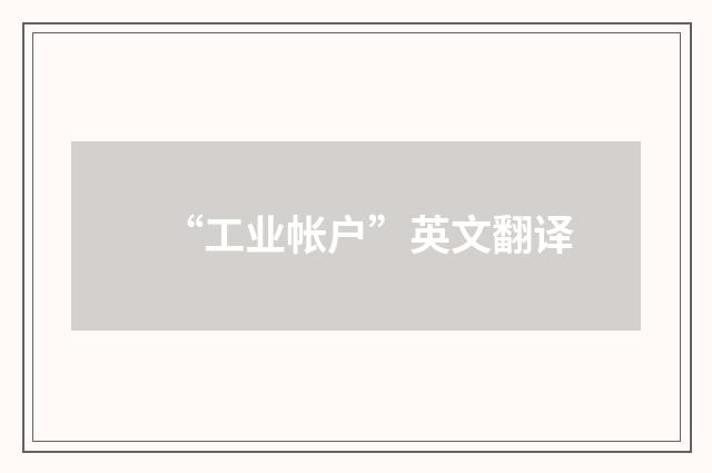 “工业帐户”英文翻译