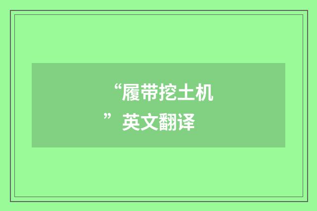 “履带挖土机”英文翻译