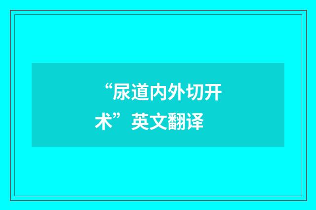 “尿道内外切开术”英文翻译