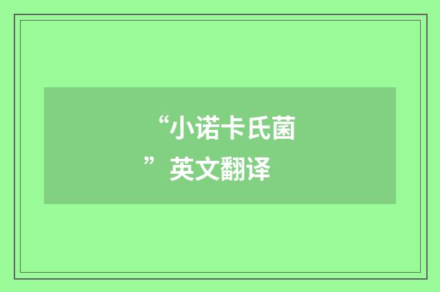“小诺卡氏菌”英文翻译