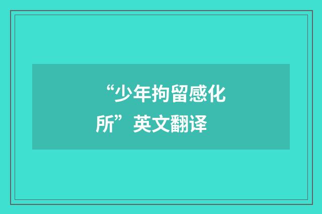 “少年拘留感化所”英文翻译