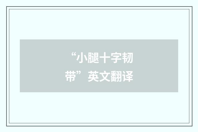 “小腿十字韧带”英文翻译