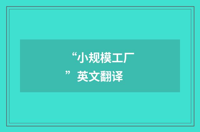“小规模工厂”英文翻译