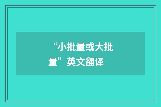 “小批量或大批量”英文翻译