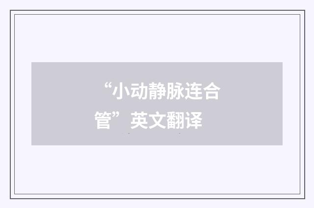 “小动静脉连合管”英文翻译