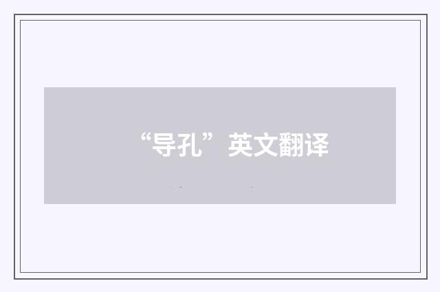 “导孔”英文翻译