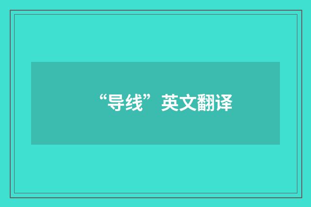 “导线”英文翻译
