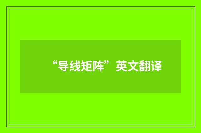 “导线矩阵”英文翻译