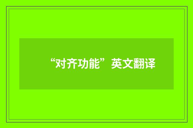 “对齐功能”英文翻译