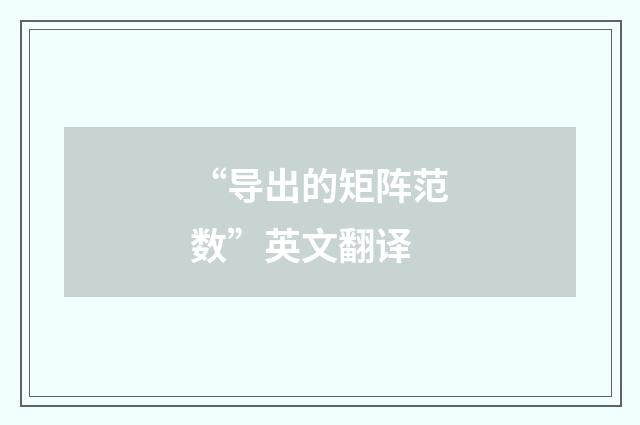 “导出的矩阵范数”英文翻译