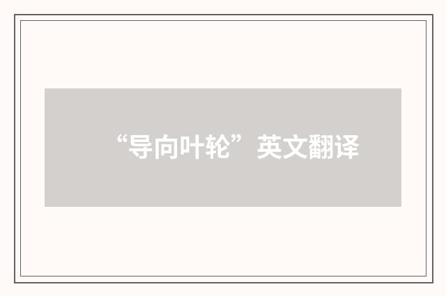 “导向叶轮”英文翻译