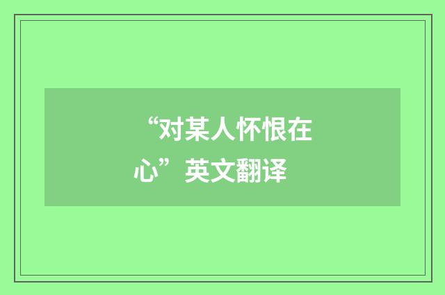 “对某人怀恨在心”英文翻译