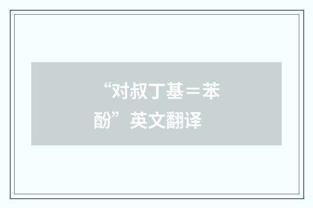 “对叔丁基＝苯酚”英文翻译