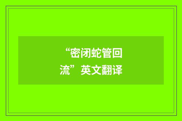 “密闭蛇管回流”英文翻译