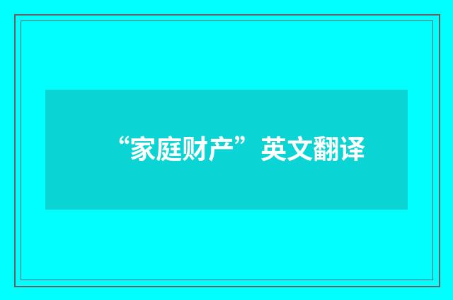 “家庭财产”英文翻译