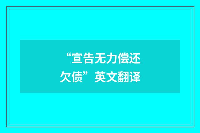 “宣告无力偿还欠债”英文翻译