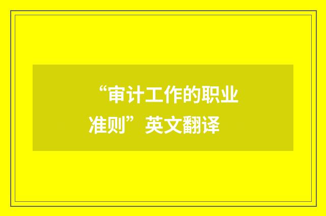 “审计工作的职业准则”英文翻译