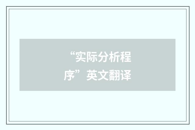“实际分析程序”英文翻译