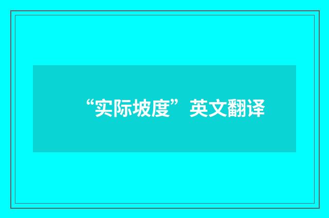 “实际坡度”英文翻译