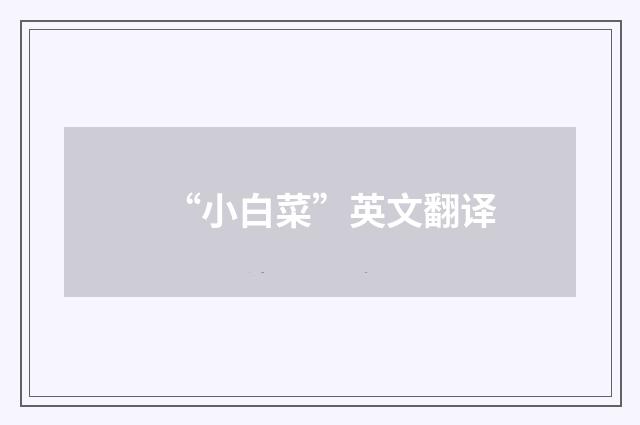 “小白菜”英文翻译