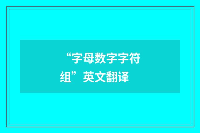 “字母数字字符组”英文翻译