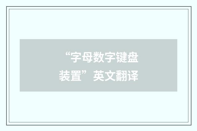 “字母数字键盘装置”英文翻译