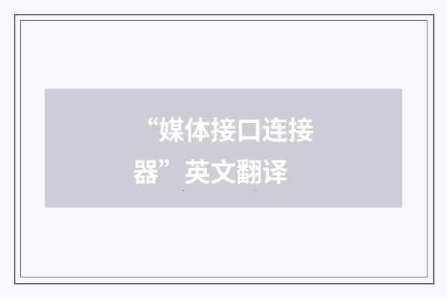 “媒体接口连接器”英文翻译