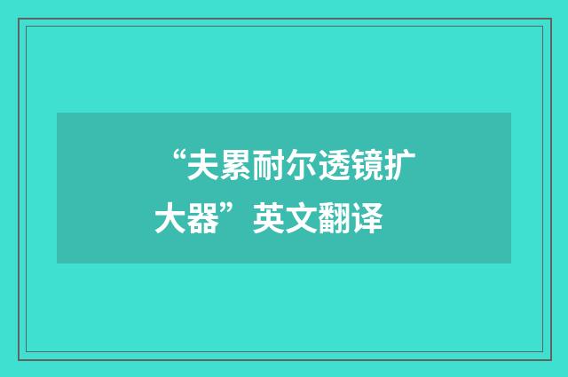 “夫累耐尔透镜扩大器”英文翻译