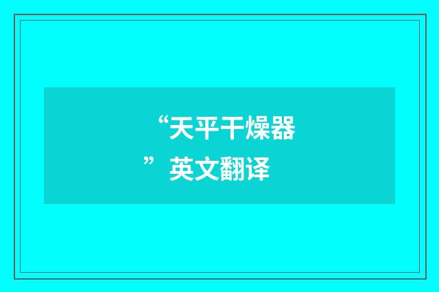 “天平干燥器”英文翻译