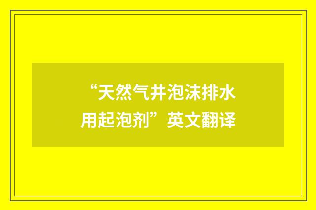 “天然气井泡沫排水用起泡剂”英文翻译