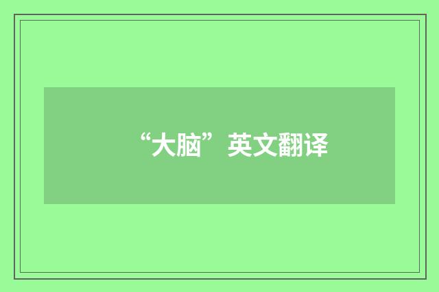 “大脑”英文翻译