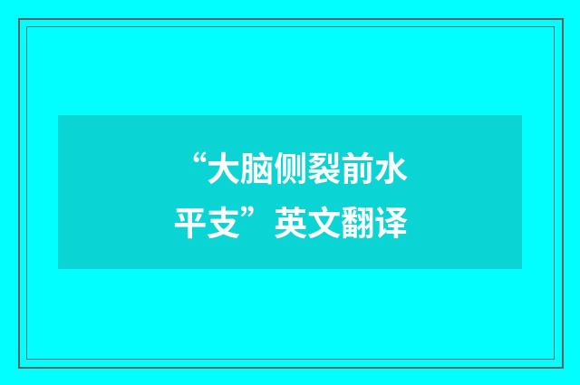 “大脑侧裂前水平支”英文翻译