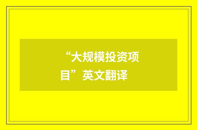 “大规模投资项目”英文翻译