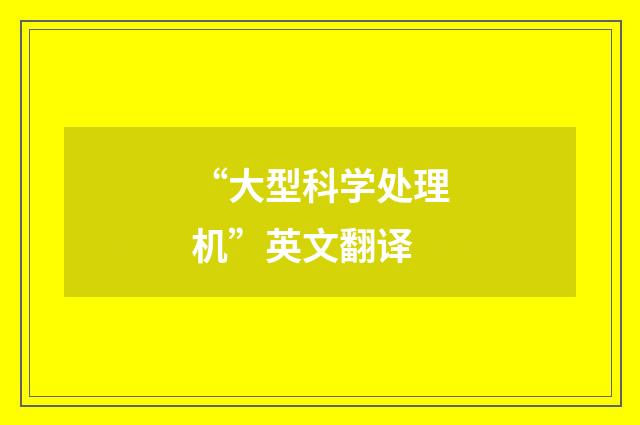 “大型科学处理机”英文翻译
