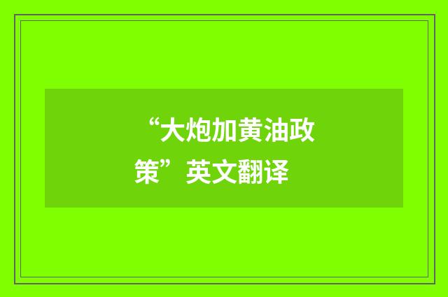 “大炮加黄油政策”英文翻译