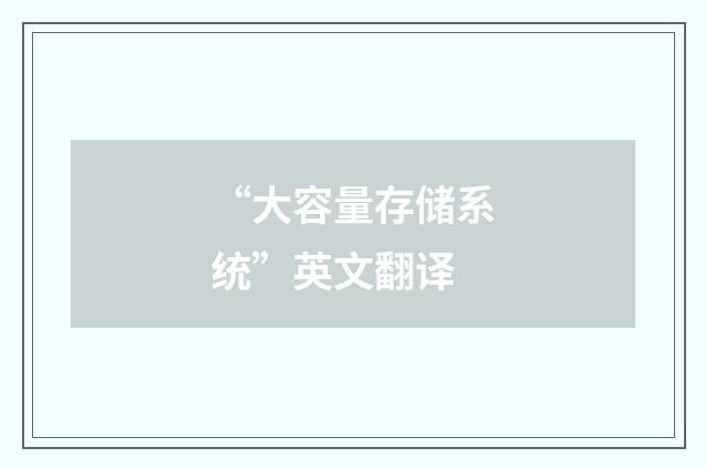 “大容量存储系统”英文翻译