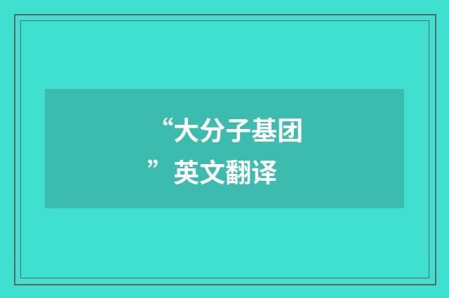 “大分子基团”英文翻译