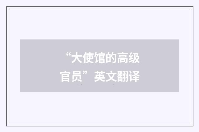 “大使馆的高级官员”英文翻译