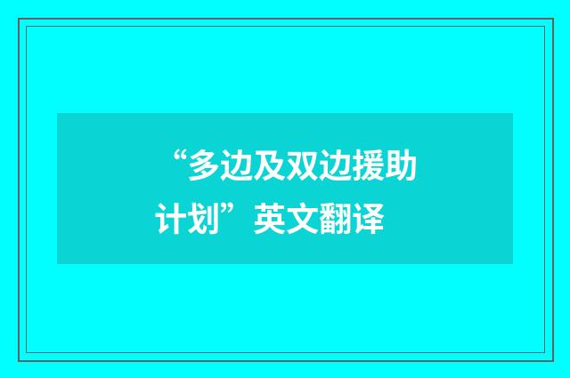 “多边及双边援助计划”英文翻译