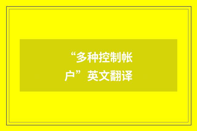 “多种控制帐户”英文翻译