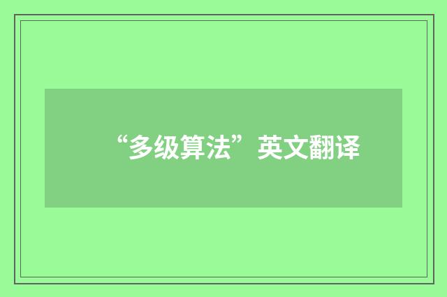 “多级算法”英文翻译